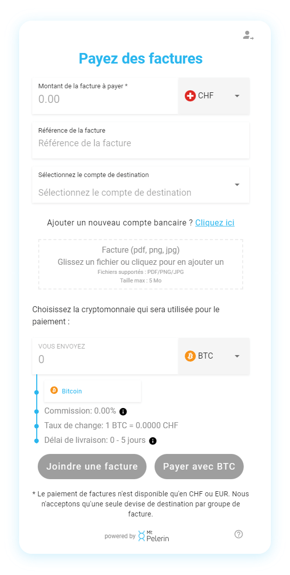 Capture d'écran widget de paiement de factures Mt Pelerin 3