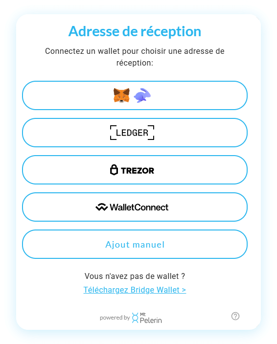 Widget Mt Pelerin - Adresses d'envoi et de réception