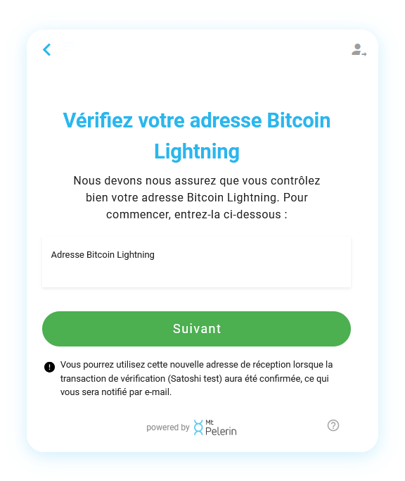 Widget Mt Pelerin - Adresse de réception