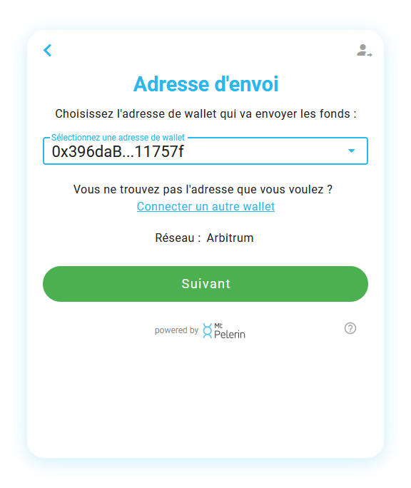 Widget Mt Pelerin - Adresse d'envoi