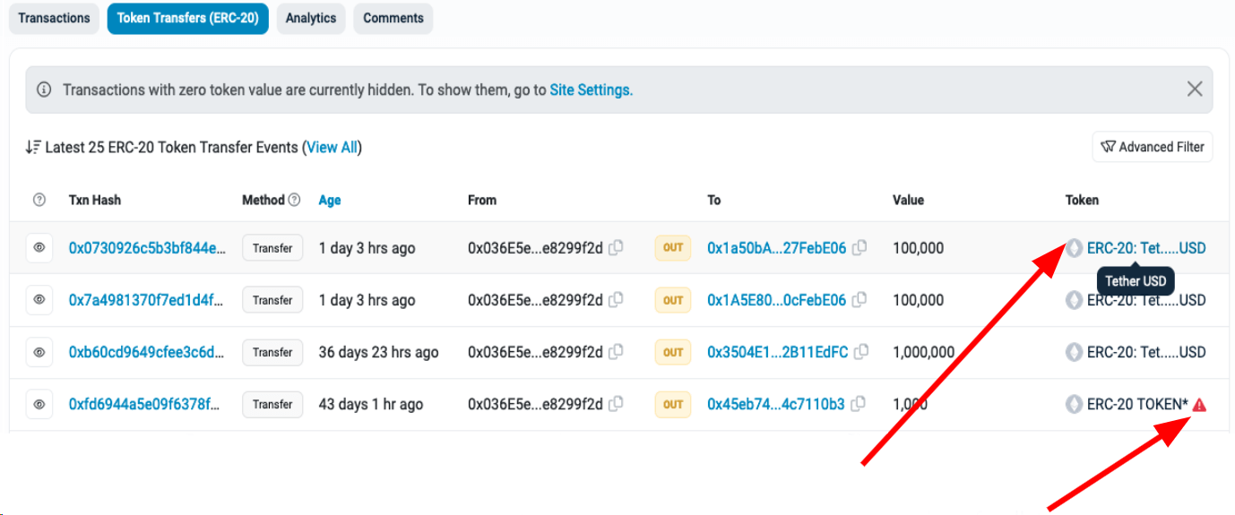 Etherscan token transfer tab