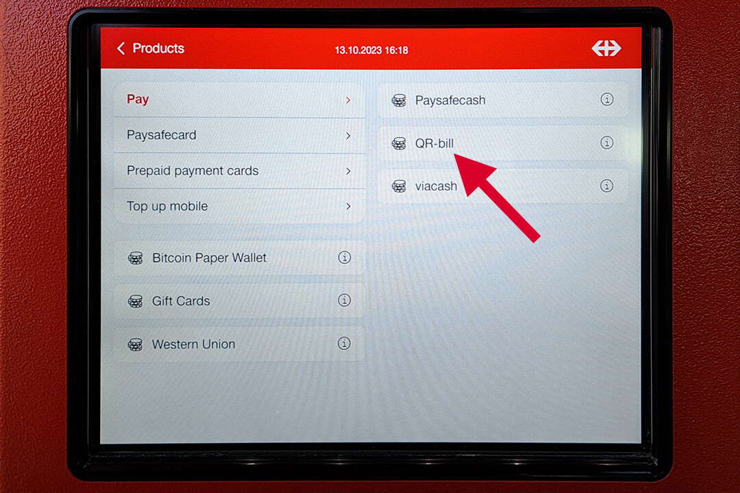 SBB/CFF/FFS train ticket vending machines pay screen