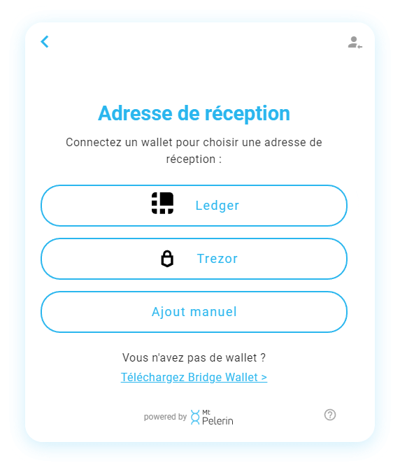 Widget Mt Pelerin - Adresse de réception