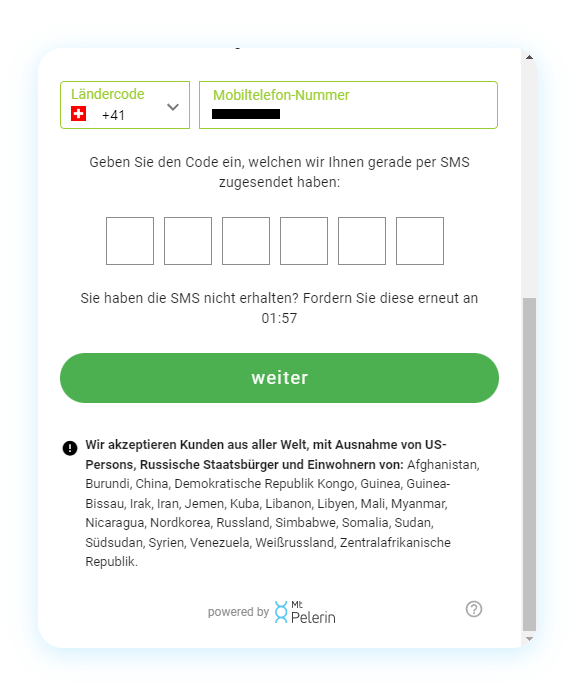 Mt Pelerin USDC kaufen Widget Screenshot 7