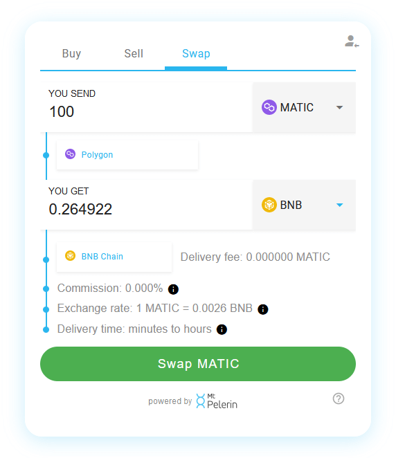 Mt Pelerin POL-BNB swap widget