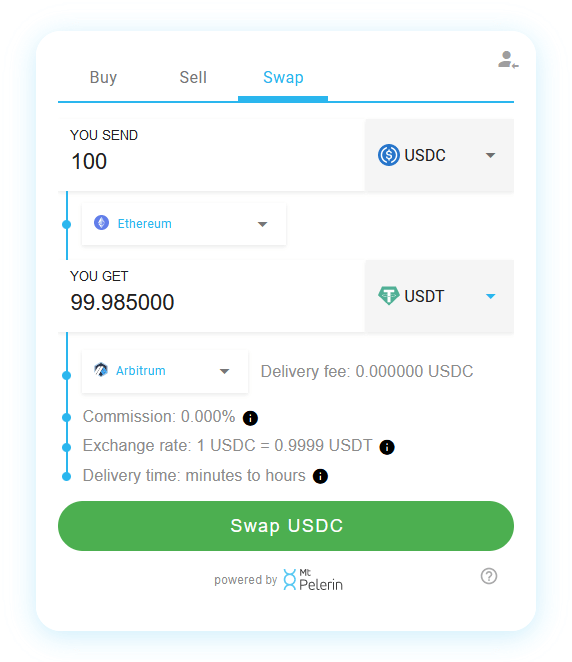 Mt Pelerin USDC-USDT swap widget