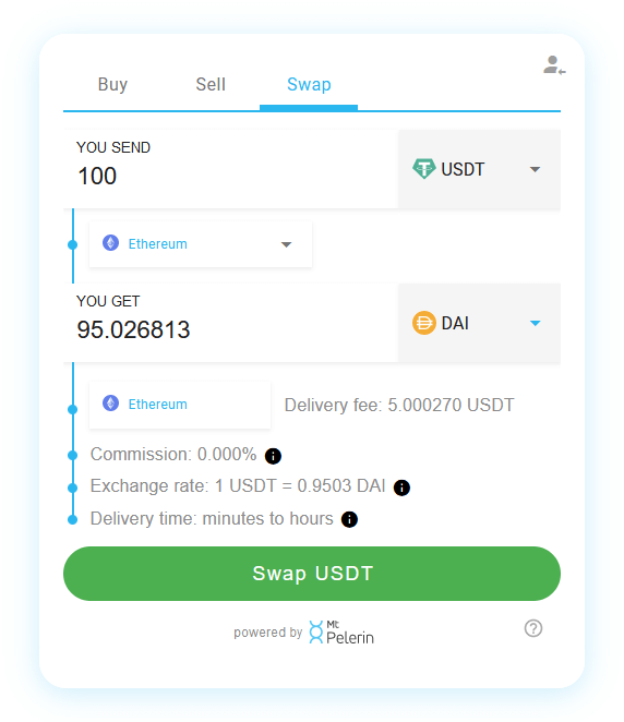 Mt Pelerin USDT-DAI swap widget