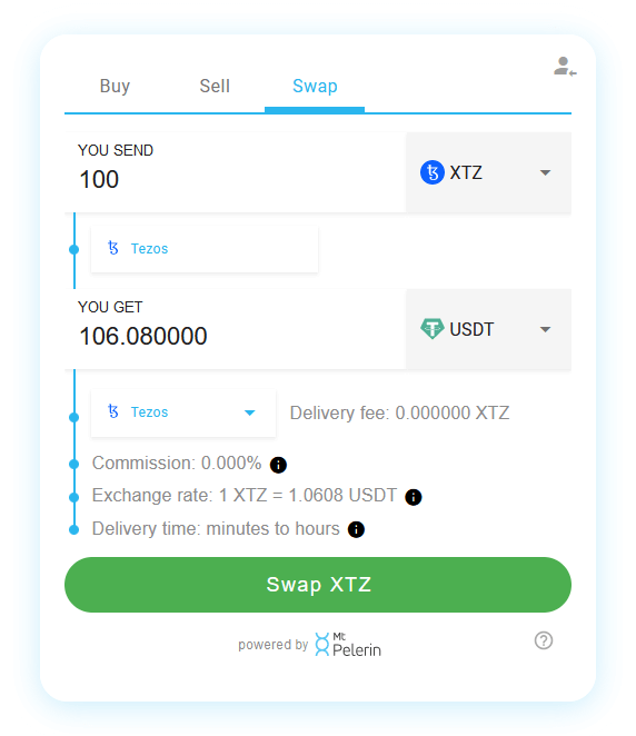 Mt Pelerin XTZ-USDT swap widget