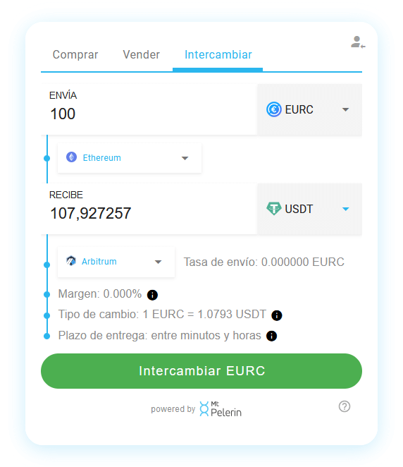 Mt Pelerin EURC-USDT widget de swap
