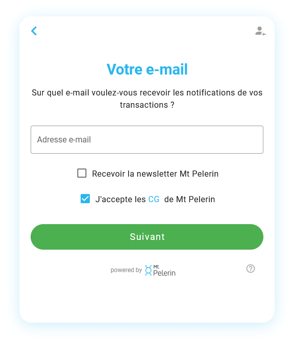 Mt Pelerin achat ETH widget capture d'écran 8