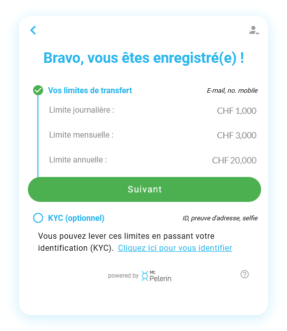 Mt Pelerin achat ETH widget capture d'écran 9
