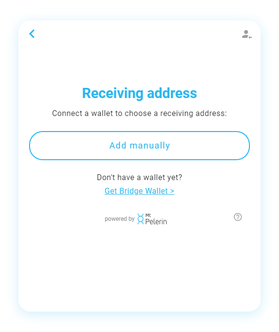 Mt Pelerin widget - Connect a Tezos address